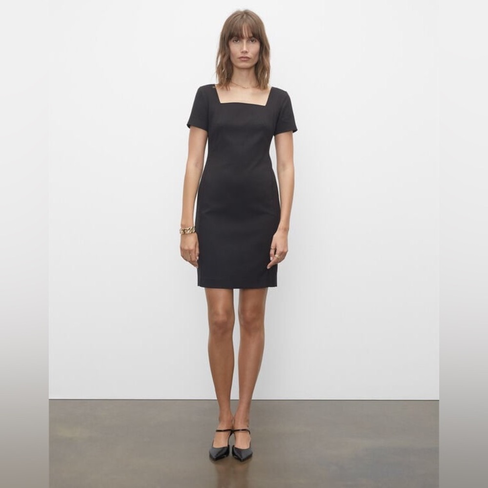 Club Monaco Fitted Square Neck Dress Size 10 Black